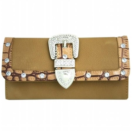 Ritz Enterprises Ritz Enterprises W133 - BG Women's Western Rhinestone Studded Wallet - Beige W133 - BG